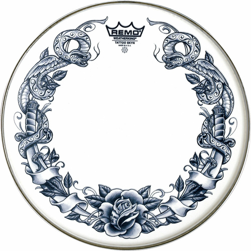 Пластик для малого барабана Remo 14" Tattoo Skyns Serpent Rose